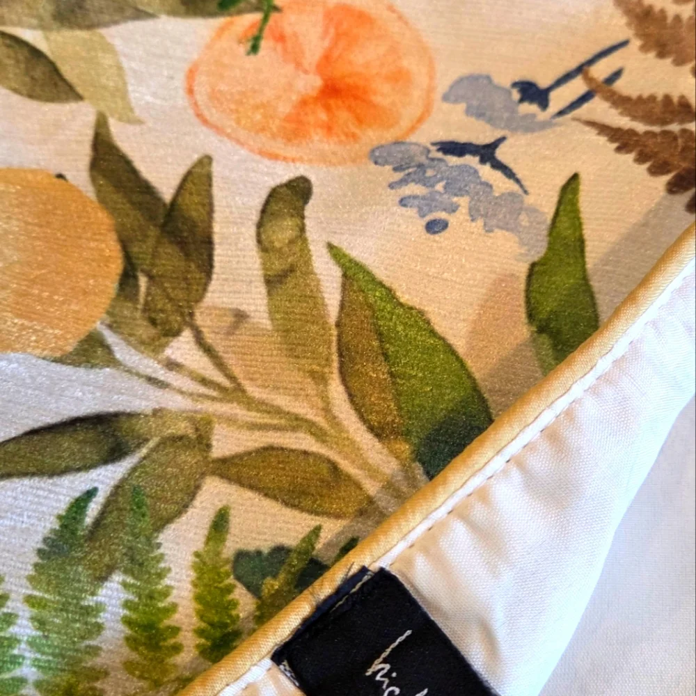 Summer Table Runner Lemons Botanical Nicole Miller 72×16 Lined Green Yellow Blue